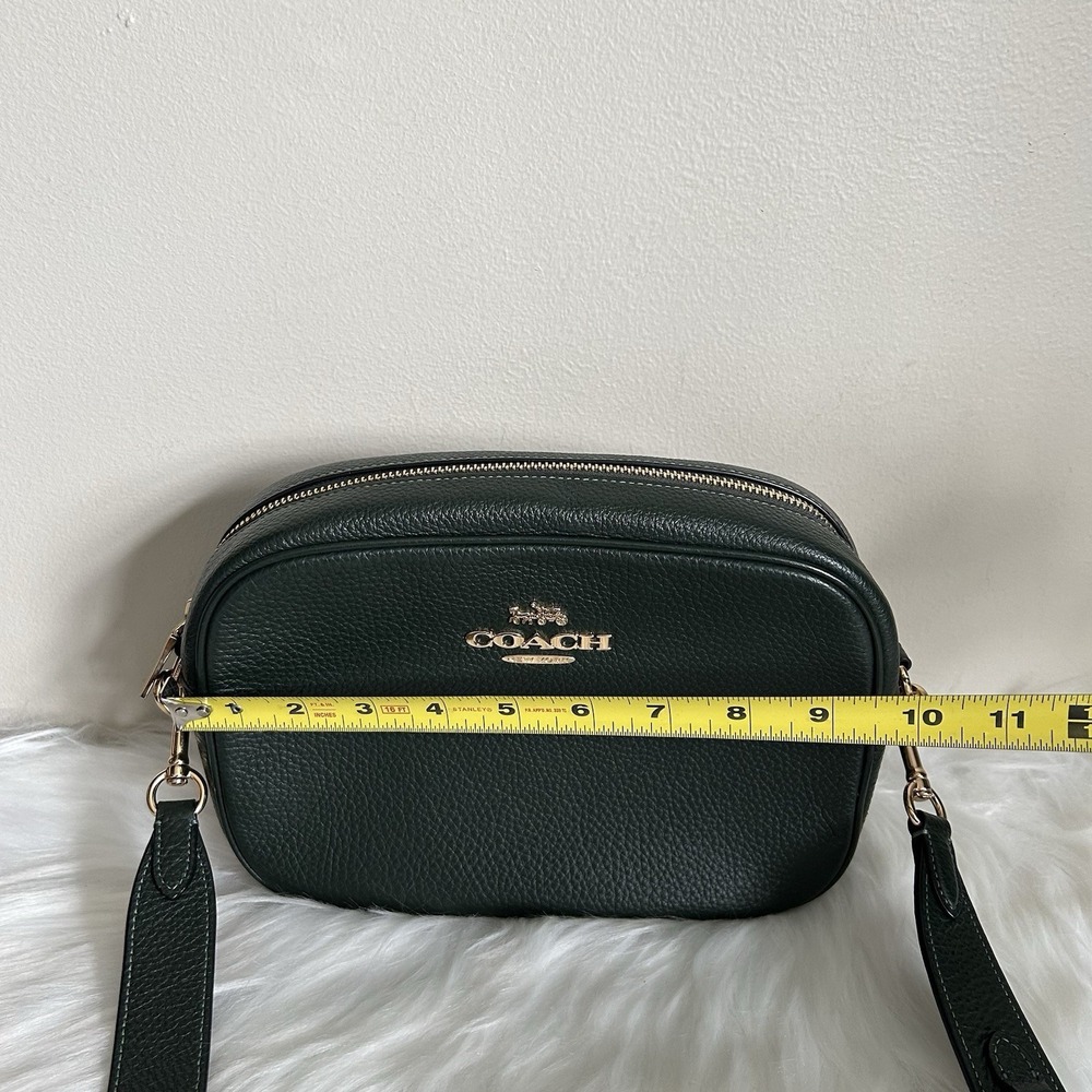 Coach Jamie Camera Bag Forest Green Pebbled‎ Leather Crossbody Excellent - Picture 7 of 9